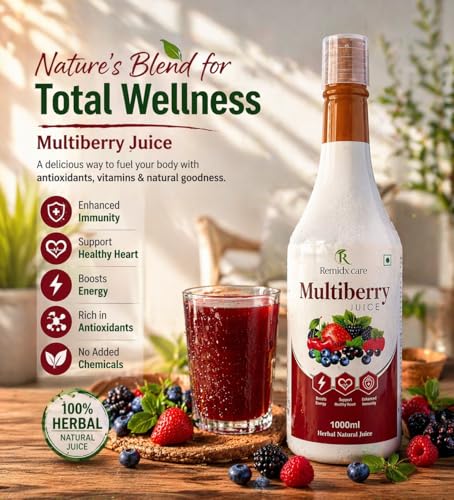 Image of Multiberry Juice 1000ml Herbal Natural Drink with Blueberry Acai Berry Goji Noni Amla Ashwagandha Green Tea Mixed Fruit Wellness Beverage for Men & Women.