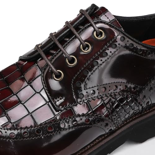 Image of Men's Lace Up Soft Cap-Toe Formal Dress Shoes, Crocodile Pattern