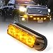 Xprite Amber Yellow 4 LED 4 Watt Emergency Vehicle Waterproof Surface Mount Deck Dash Grille Strobe Light Warning Police Light Head with Clear Lens