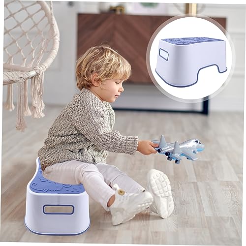 Tabouret marchepied bleu pour enfants en polypropylène robuste et léger