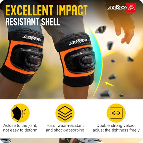 Image of APRODO Kids Protective Gear Set for Roller Skating, Skateboarding & Cycling |for Kids 5 to 12 Years (Neon Orange) | Knee and Elbow Pads Wrist Guards Set for Skating, Skateboard & Cycling
