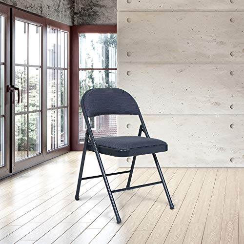 Oef Furnishings (4 Pack Fabric Upholstered Steel Folding Chair, Blue #TOP6