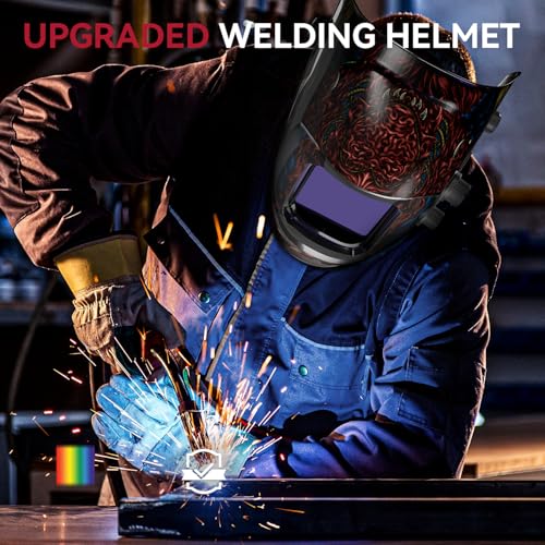 Image of ARCCAPTAIN Auto Darkening Welding Helmet, 3.94 inchX3.66 inch Large Viewing Screen True Color Welding Hood with 4 Arc Sensor Solar Powered, Wide Shade 4-5 /5-9 /9-13 Welding Mask (Alien)