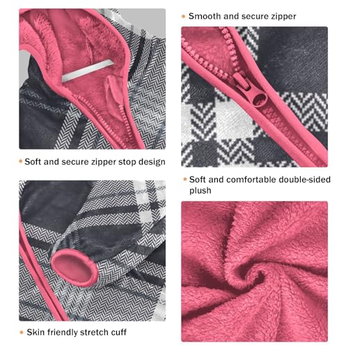 GuoChe Plaid Dark Blue White Kids Sherpa Jacket3