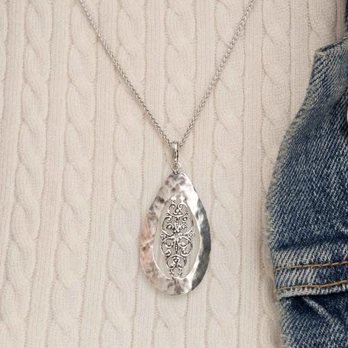 JEAN RACHEL JEWELRY 925 Sterling Silver Necklace for Women - Bold Lace Filigree Vintage Design - Hypoallergenic, Lead & Nickel Free Jewelry - Artisan Handcrafted Statement Necklace2