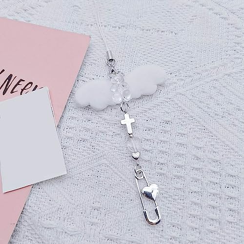 Design Alloy Loves Heart Tassels Chain Phone Chain Y2k Bear Crossed White Angel Sweet Cool Bag Car Pendant Phone Pendant Charm — view 3