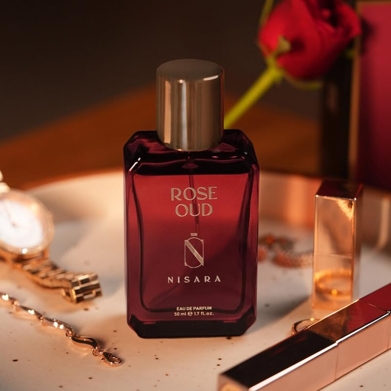 Nisara Rose Oud Unisex EDP Perfume for Men and Women, 50 ml | Premium Long Lasting Eau De Parfum | Floral & Musky Fragrance with Rose, Pear, Oud, Amber, Musk Notes for Him & Her 3