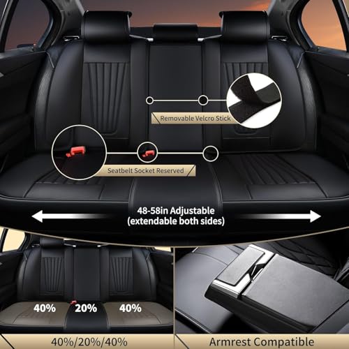 Image of FLORICH Car Seat Covers, Black Leather Car Seat Covers Front Seats, Premium Leatherette Car Seat Cushion for Cars, Automotive Seat Protectors Universal Fit for Most Sedans Cars SUV Trucks