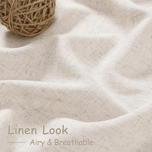 Image of Nanspring Kitchen Curtains Linen 36 Inch Length Beige Farmhouse Small Cafe Curtains Semi Sheer Back Tab and Rod Pocket Drapes for Basement Short Window Curtain 26 x 36 Inch, 2 Panels