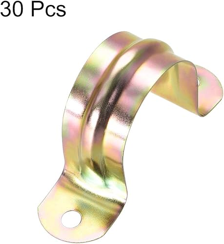 Miniatura 3 de uxcell Correa de tubo rígida de 1-14 pulgadas, correas de tubo de 2 agujeros, abrazadera de clip de tubo de tensión de hierro, 30 piezas