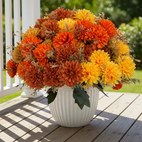 MOMOMEO 12Pcs Fall Artificial Flowers Mums for Outdoor