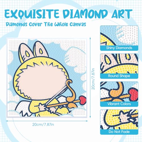 Image of PATPAT 20x20CM DIY Cartoon Diamond Painting Kit for Kids & Adults, Wooden Framed DIY Diamond Paint Cute Angel Desk Decoration, All Tools and Accessories Included