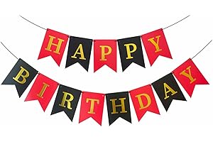 Red and Gold Happy Birthday Decorations