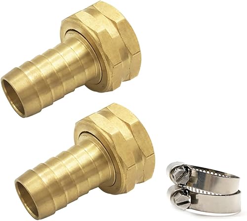 2 piezas hembra latón manguera de jardín rosca manguera de agua de jardín conector de montaje de reparación con abrazadera de acero inoxidable, 12