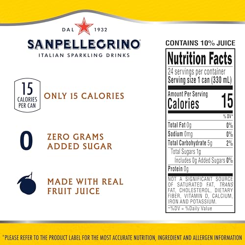 Image of Sanpellegrino Zero Grams Added Sugar Italian Sparkling Drinks Lemonade, Sparkling Lemon Beverage, 24 Pack of 11.15 Fl Oz Cans