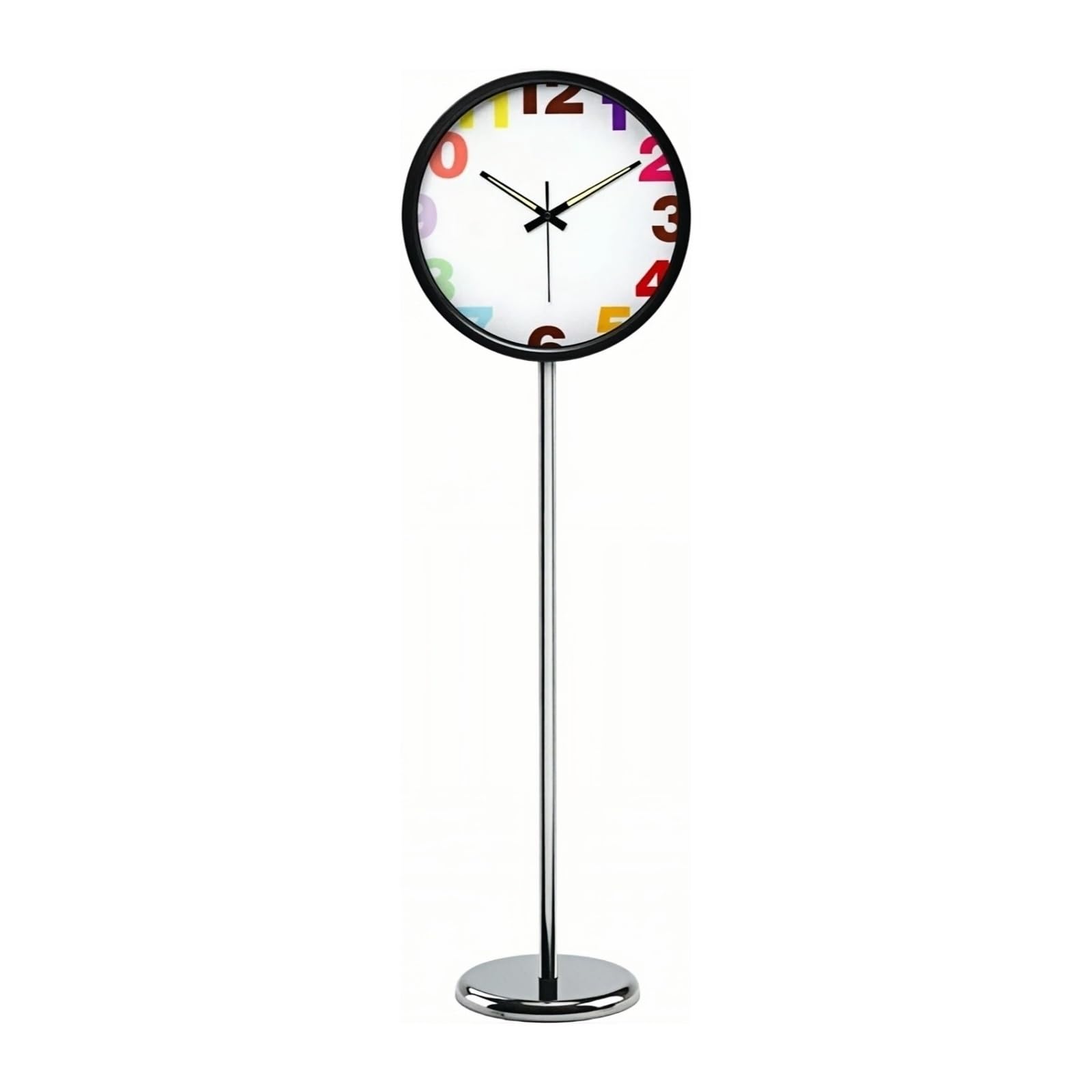 Decoración Reloj de pie Metal con Base números silenciosos | For sala de estar(Negro)