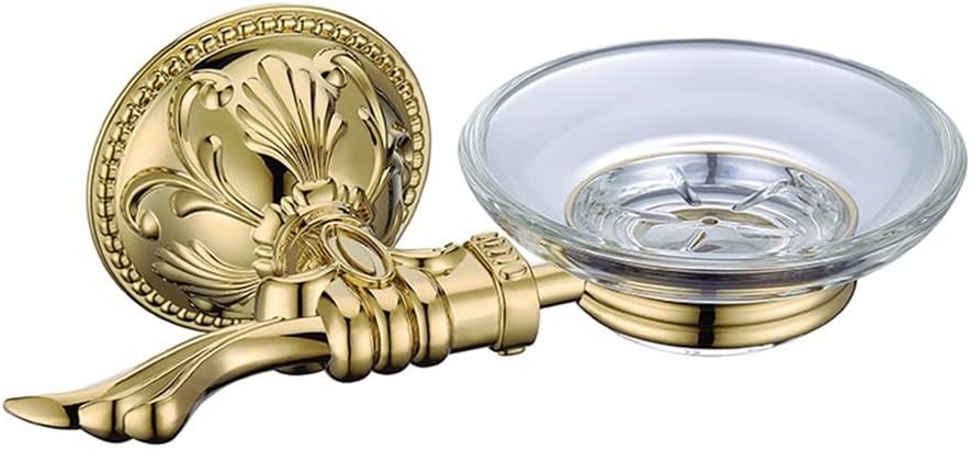 LSLYTQ Luxury Gold Bathroom Hardware Sets, Towel Rack Ring, Paper Holder, Toilet Brush Holder, Towel Holder, Hook, Glass Soap Dish Plate