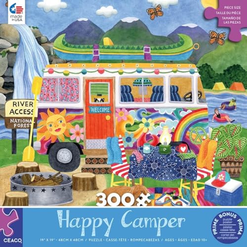 Rompecabezas Ceaco Happy Camper Waterfall Camper, 300 piezas, para adultos, arte de Stephanie Peterson Jones, hecho en EE.UU., incluye póster, ideal para regalar y enmarcar miniatura 3