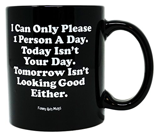 Funny Guy Mugs I Can Only Please 1 Person A Day Ceramic Coffee Mug - 11oz - Ideal Funny Coffee Mug for Women and Men - Hilarious Novelty Coffee Cup with Witty Sayings