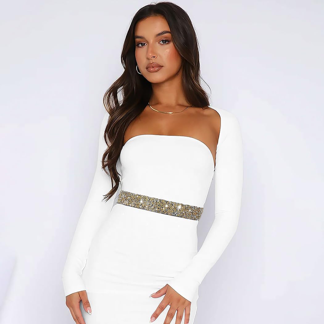 Tgirls Rhinestone Waistband Elastic Belt Crystal Wedding Sashes Belts Bling Wide Waist Belt Elegant Dress Belts - Image 5