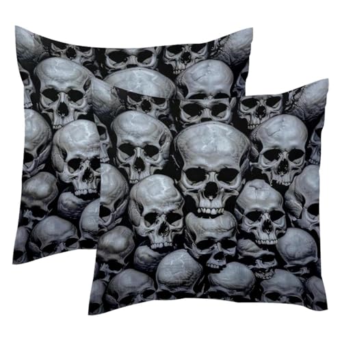 Housse de coussin velours tête de mort 50x50 cm pour salon gothique chic - 2