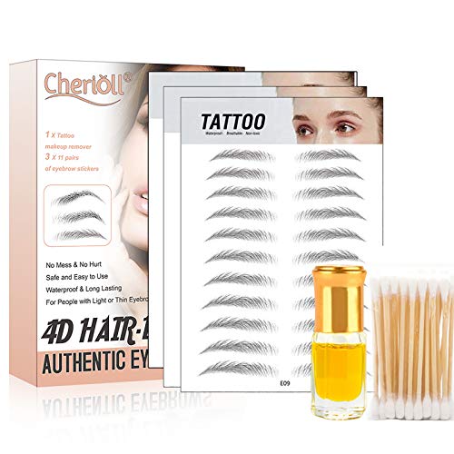 Tattoo Eyebrow Stickers, Waterproof Eyebrow, 4D Imitation Eyebrow Tattoos, 4D Hair-like Authentic Eyebrows Waterproof Long Lasting for Woman & Man Makeup Tool