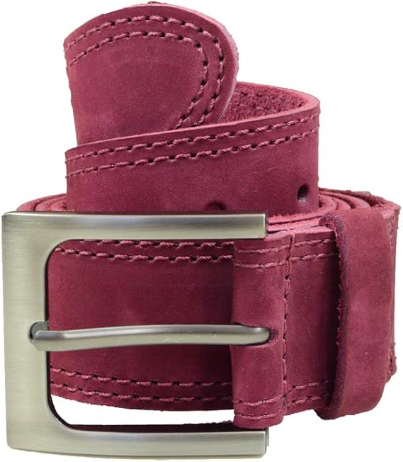 Amazon Hide Drink 2列ステッチレザーベルト 1 5インチ 幅 ハンドメイド レッドベルベットスエード ベルト 通販