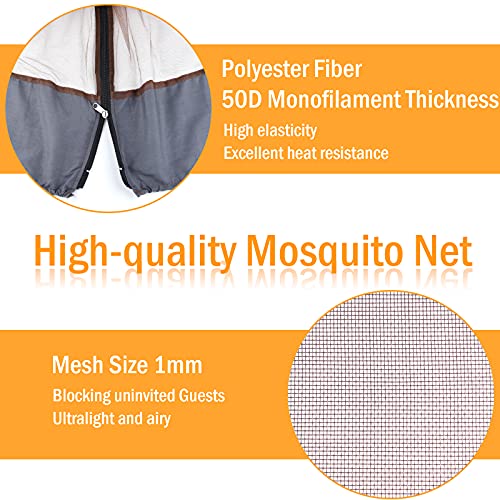 FEPITO 6-9.8ft Patio Umbrella Netting, Polyester Mesh Net Screen with Zipper Door and Adjustable Rope, Universal Umbrella Net Cantilever Offset Hanging Market Umbrellas(Not Include Umbrella)