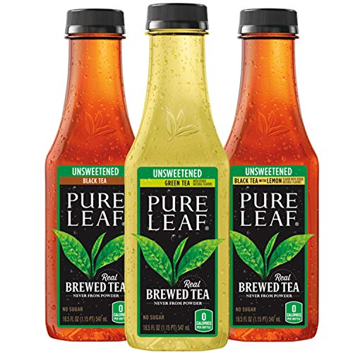 Pure Leaf Iced Tea, 0 Calories Unsweetened Variety Pack, 18.5 Fl Oz Cans (12 Pack)