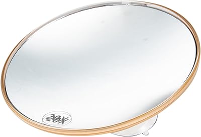 Beavorty Suction Cup Mirror Magnifying Mirror with Suction Cups 20X Round Magnified Cosmetic Mirror Portable Travel Makeup Mirror Bathroom Stick on Shower Mirror for Plucking Eyebrows