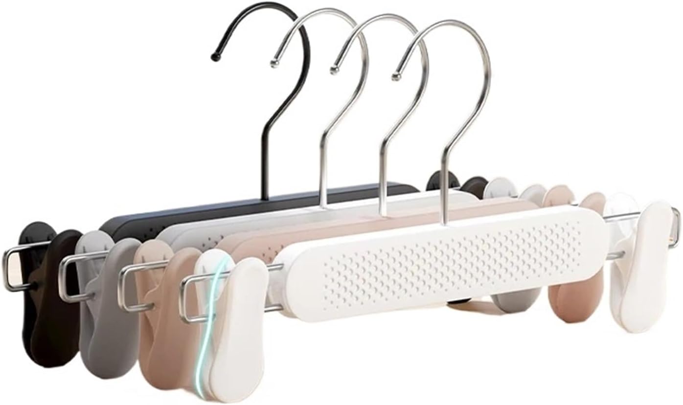 Hangers with Clips 10PCS Plastic Strong Non-Slip Pants Hanger Multi-Functional Clothing Store Trousers Hanger New Material Pants Rack with 2-Adjustable Clips(Black)