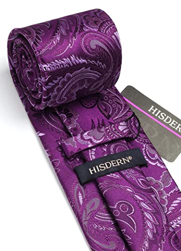 Image of HISDERN Ties for Men Paisley Tie and Pocket Square Woven Classic Floral Mens Ties Handkerchief Set Wedding Party Necktie