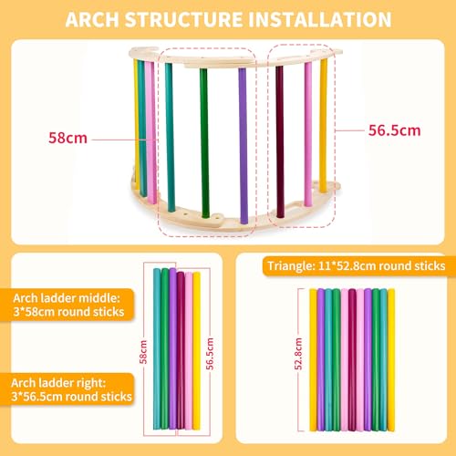 7in1 Extra Large Pikler Triangle Set, Indoor Climbing Toys for Toddlers, Foldable Wooden Montessori Climbing Set with Arch, Ramp & Ladder Baby Indoor Playground Jungle Gyms for Toddlers - Thumbnail 7