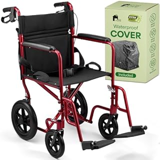 EconoHome Light Weight Wheelchair - Expedition Folding Transport Wheelchairs for Adults with Hand Brakes - Portable Ultra Lightweight Wheel Chair - Fully Assembled, Cover Included - 300 lb Capacity
