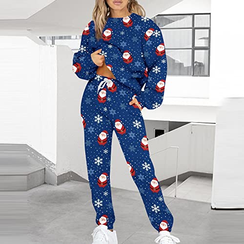 Fridja Roupas de duas peças para mulheres, moletons de Natal fofos feios Papai Noel manga comprida m