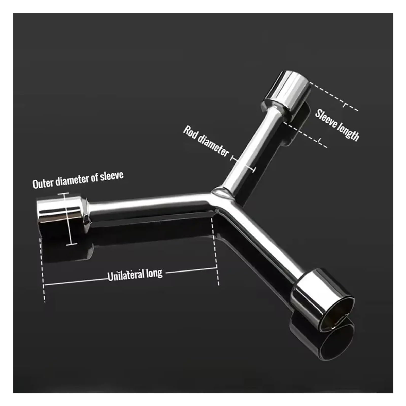Llave de Vaso de 3 vías en Y 1 Juego de Llaves de Tubo Triangulares de 8, 10 y 12 mm for Bicicleta, Tipo Y, de Acero al Cromo vanadio multiestándar(14-17-19mm)