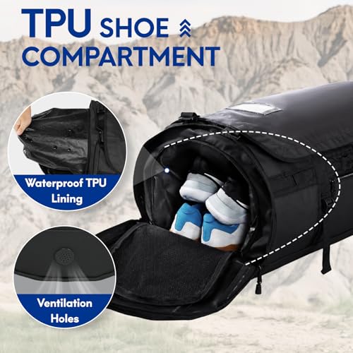 Image of Haimont Heavy Duty Convertible Travel Duffel Backpack, Black, 45L
