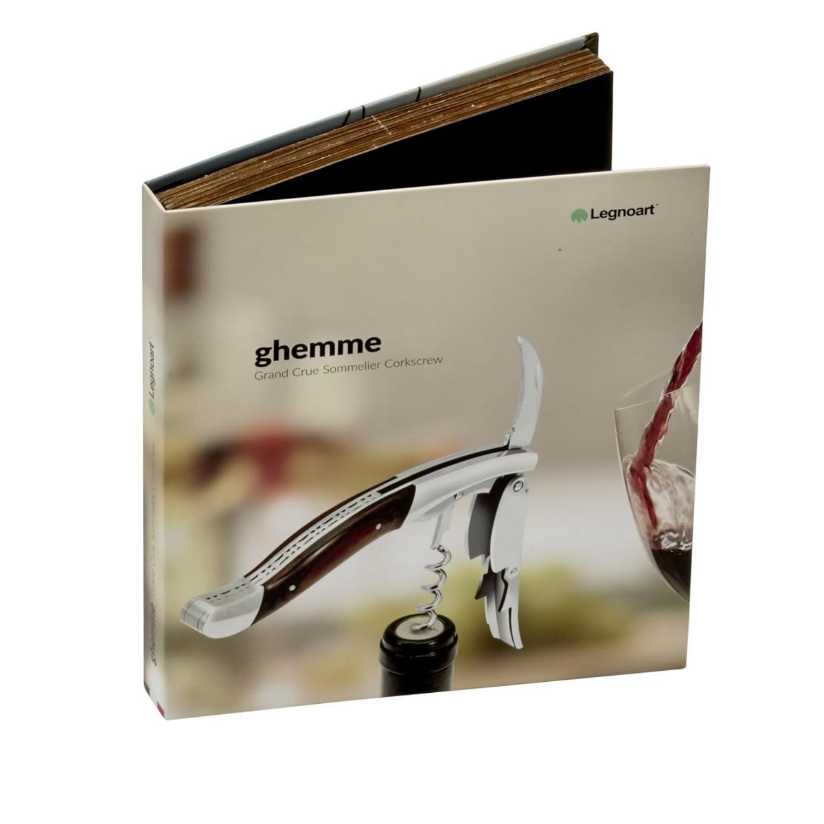 Legnoart GHEMME Grand Crue Edelstahl Sommelier Korkenzieher mit Wenge Pakkaholz-Griff, braun