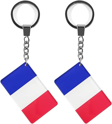 QQSD Llavero con la bandera de Francia, llavero francés, paquete de 2, Francia