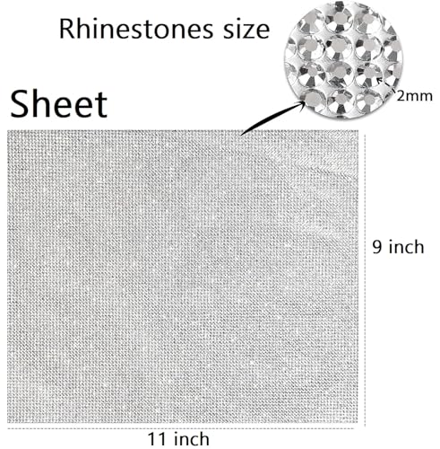 Image of winwell Self-Adhesive Glass Rhinestone Sheet - 13x9 Inch Cuttable Crystal Sticker for DIY Crafts, Phone Cases, Gift Wrapping, and Home Decor Items (Silver)