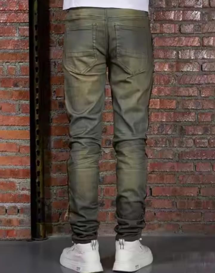 Men's Straight-Leg Mid-Thigh Denim Pants with A Fitted and Blended Denim Design. Designed for a Casual and Retro Look.4