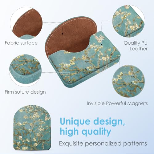 Business Card Holder，PU Leather Business Card Case Color Printing Pattern Card Holder Wallet，Pockets Magnetic Credit Card Holders for Men and Women，Green Tree3