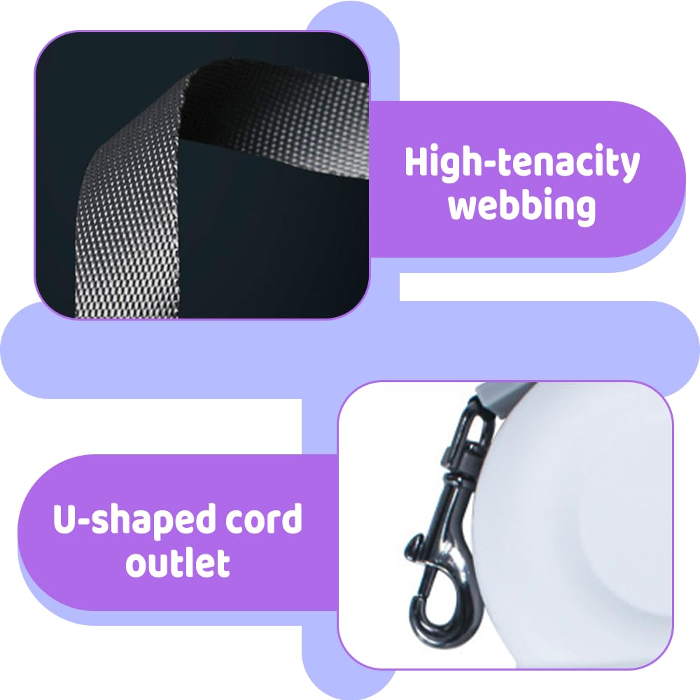 Laisse Rétractable pour Chien de 3 M (9,8 Pi),en Nylon ABS Robuste Anti-nœuds,avec Lumière LED,pour Chiens de Petite,Moyenne et Grande Taille