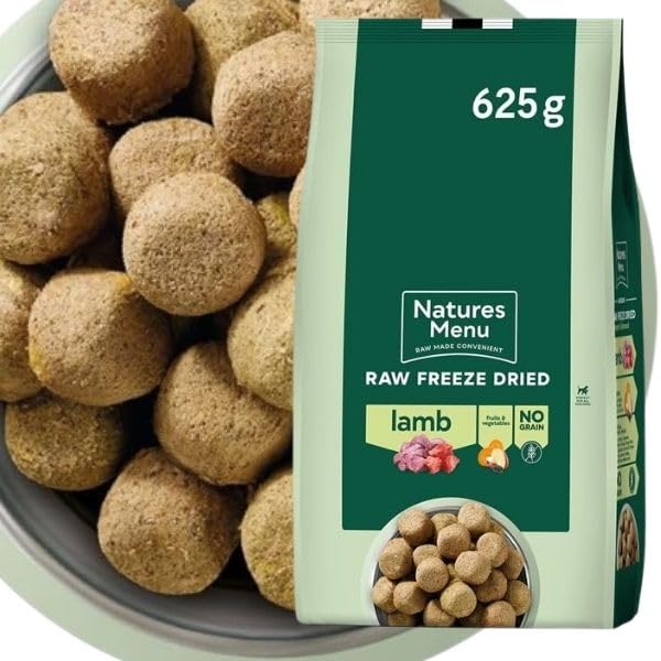 Natures Menu Raw Freeze Dried Beef Dog Food, Complete & Balanced Nuggets, Adult Dogs, 625g (Lamb)