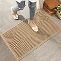 HIYARD Sturdy Front Door Mat, Absorbent Muddy Dirt Resist Welcome Door Mats Outdoor Indoor, Stain and Fade Resistant, Non-Slip Backing Entry Mat Low Profile Doormat for Entryway, 29×17, Beige