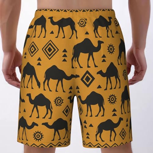 Mens Camel Desert Totem Swim Trunks Quick Dry Swim Beach Shorts with Mesh Lining Pockets Small2