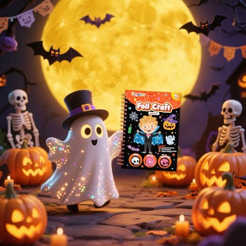 Image of FUNNYB&G Foil Art Craft Activity for Kids - Halloween Crafts Gift Party Favors for Kids Trick or Treat Goodie Bag Stuffer Fillers Gifts Toy for Girls Boys 4 5 6 7 8 9 Years Old(Halloween)