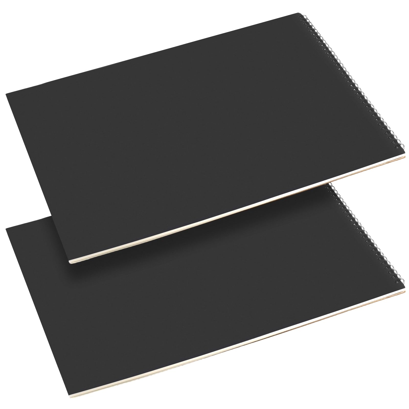 HONYUET 2 Pack A3 Black Spiral Sketchbook, 120gsm Paper, 42 x 29.7cm, 60 Pages for Art Creation Office Use