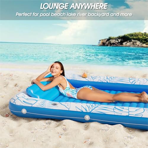 Image of Inflatable Tanning Pool Lounger Float - Jasonwell 4 in 1 Sun Tan Tub Sunbathing Pool Lounge Raft Floatie Toys Water Filled Tanning Bed Mat Pad for Adult Blow Up Kiddie Pool Kids Ball Pit Pool (XXL)