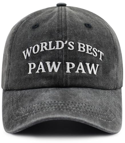 Image of World's Best Paw Paw Papa Uncle Hat for Grandpa Dad Men, Funny Adjustable Cotton Embroidered Grandfather Father Baseball Cap